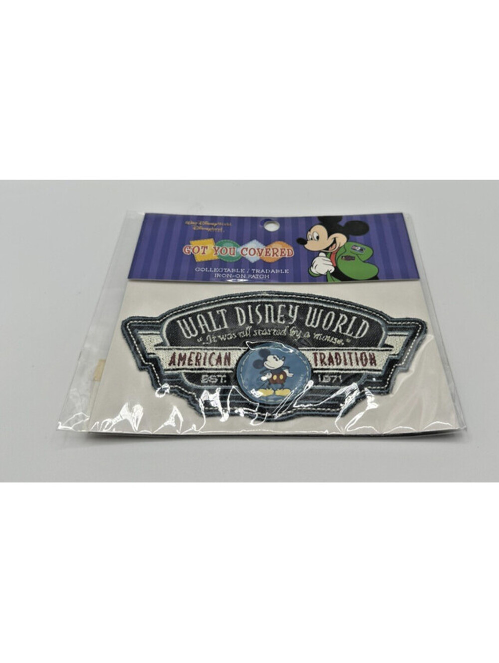 Walt Disney world American Tradition MICKEY MOUSE Iron on Patch- New in Package